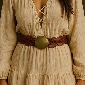 Gorgeous Genuine Leather Brown Braided Belt (39")